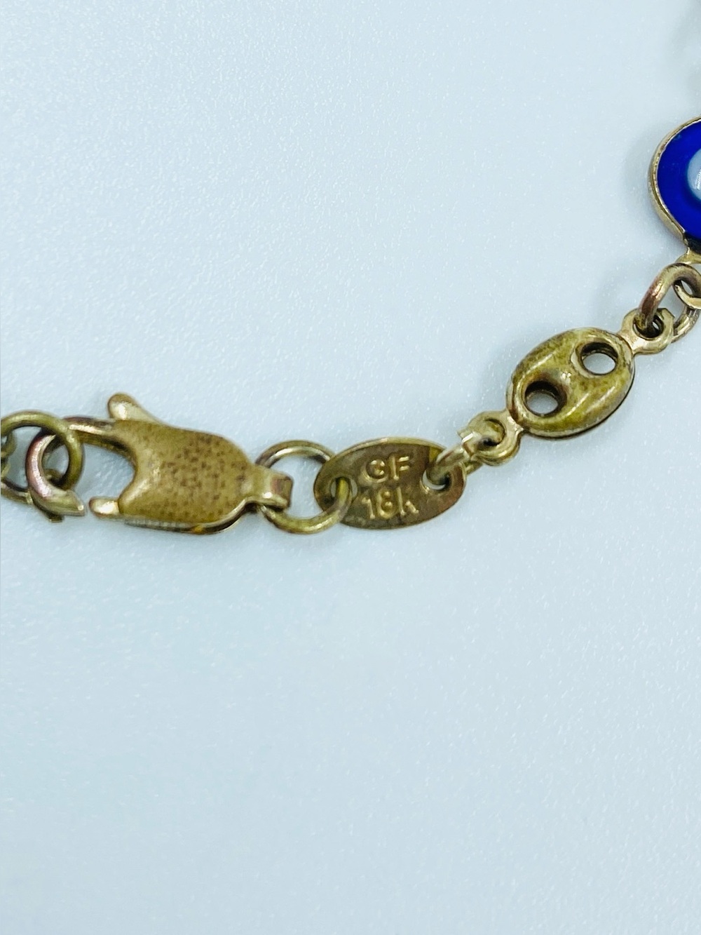 Vintage 18K GF Gold Filled Mariner Link Evil Eye Protection Bracelet - Picture 4 of 4